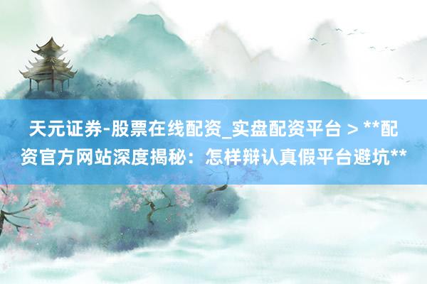天元证券-股票在线配资_实盘配资平台 > **配资官方网站深度揭秘：怎样辩认真假平台避坑**